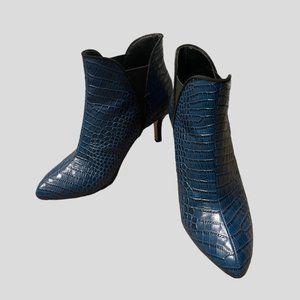 White House Black Market Teal Snakeskin Bootie